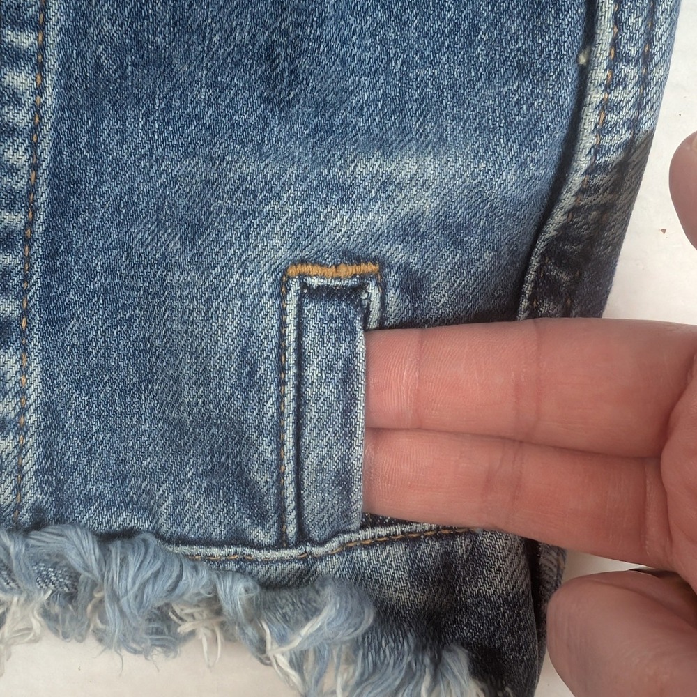 Hudson Jeans Womens Cropped Denim Jacket Medium Wash Frayed Hem Blue XS - Picture 6 of 9